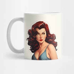 Pin up redhead girl retro comic Mug